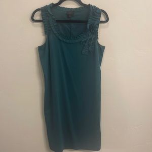 Banana Republic Green Ruffle Neck Shift Dress - Size 8